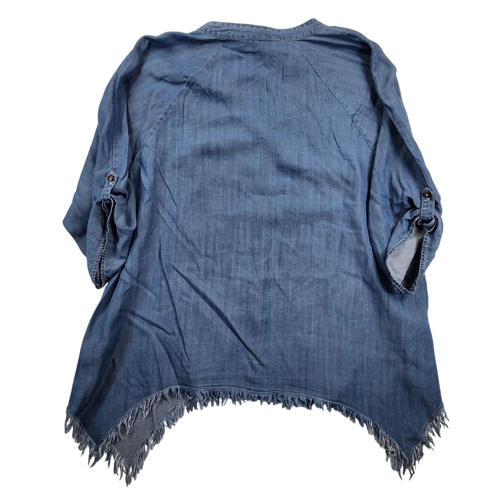 Hester & Orchard Blue Tencel Sharkbite Hem Tunic Top Boho Coastal Western 1X - Picture 2 of 7